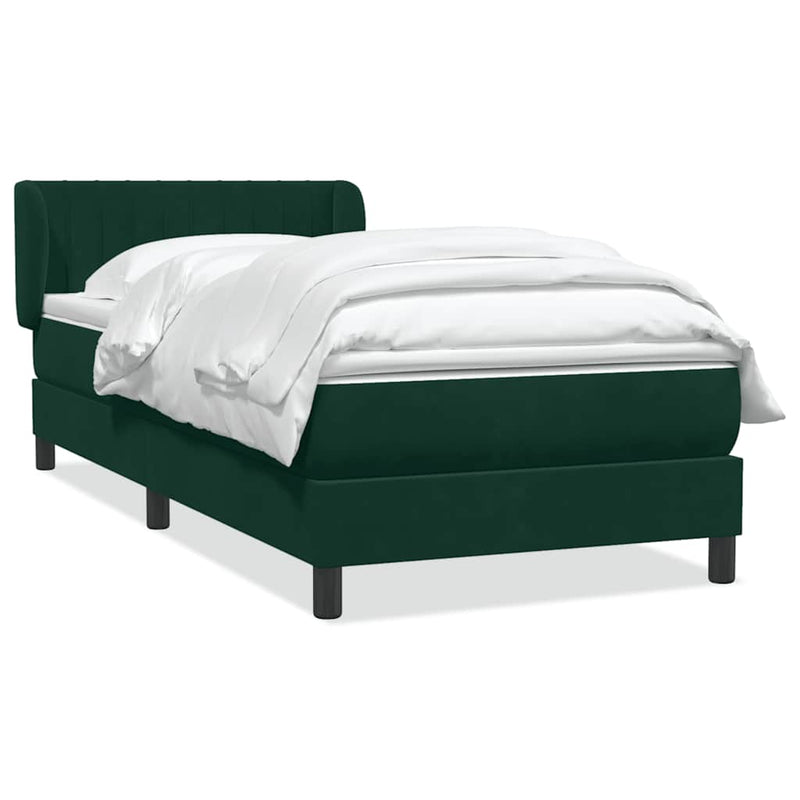 Pat box spring cu saltea, verde închis, 80x220 cm, catifea