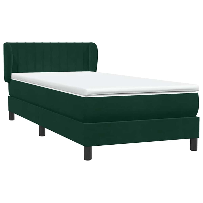 Pat box spring cu saltea, verde închis, 80x220 cm, catifea