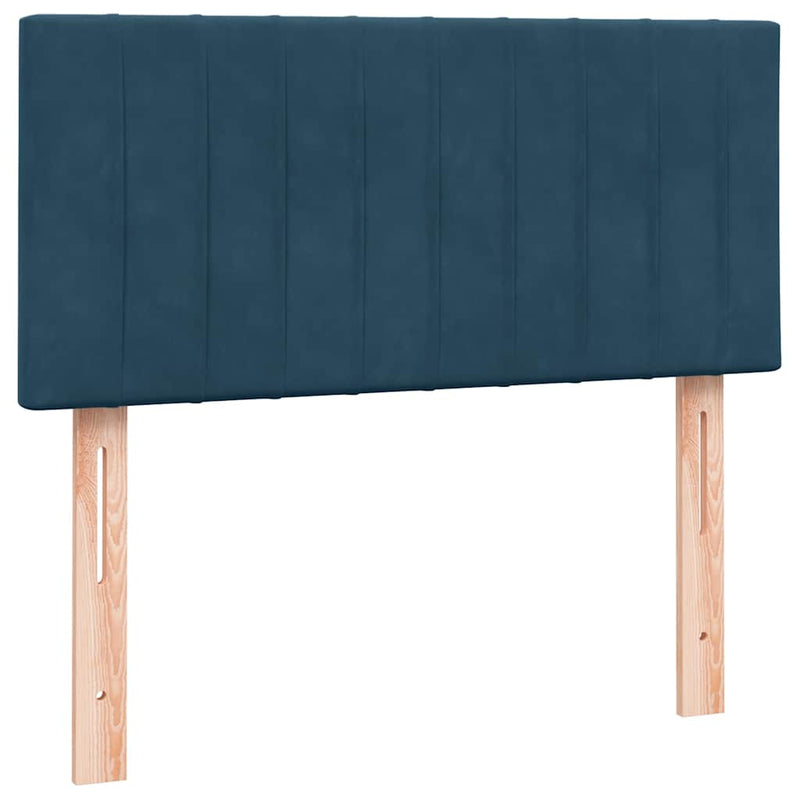 Pat box spring cu saltea, albastru închis, 80x220 cm, catifea