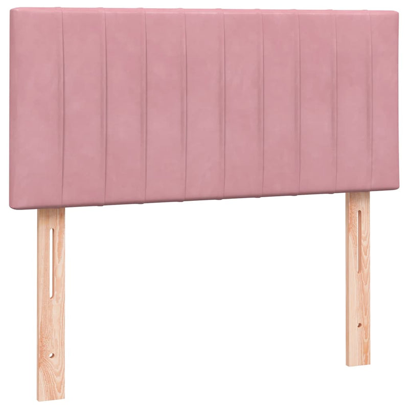 Pat box spring cu saltea, roz, 80x220 cm, catifea