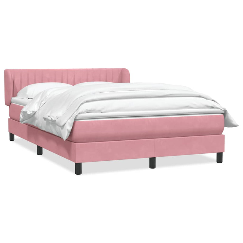 Pat box spring cu saltea, roz, 140x220 cm, catifea