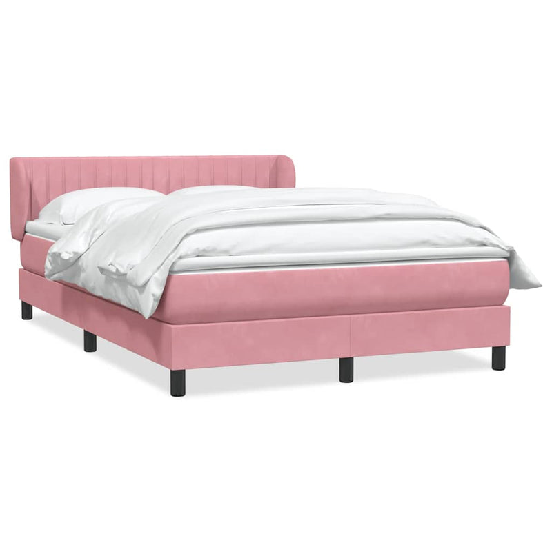Pat box spring cu saltea, roz, 160x220 cm, catifea