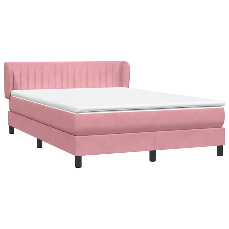 Pat box spring cu saltea, roz, 160x220 cm, catifea