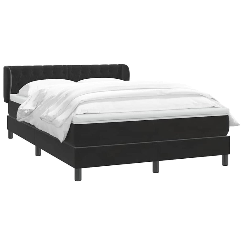 Pat box spring cu saltea, negru, 160x210 cm, catifea