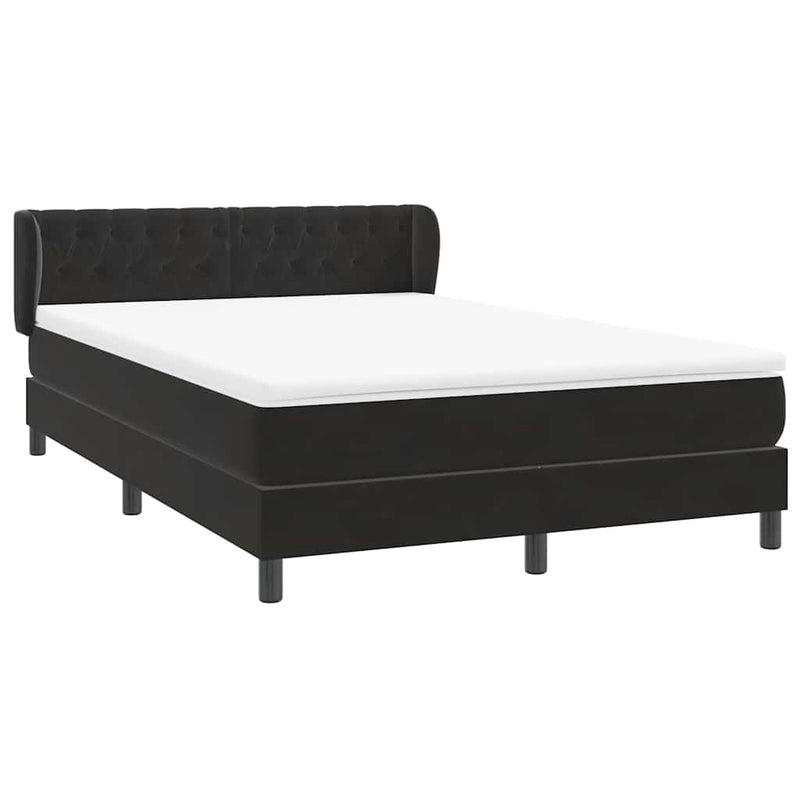 Pat box spring cu saltea, negru, 160x210 cm, catifea