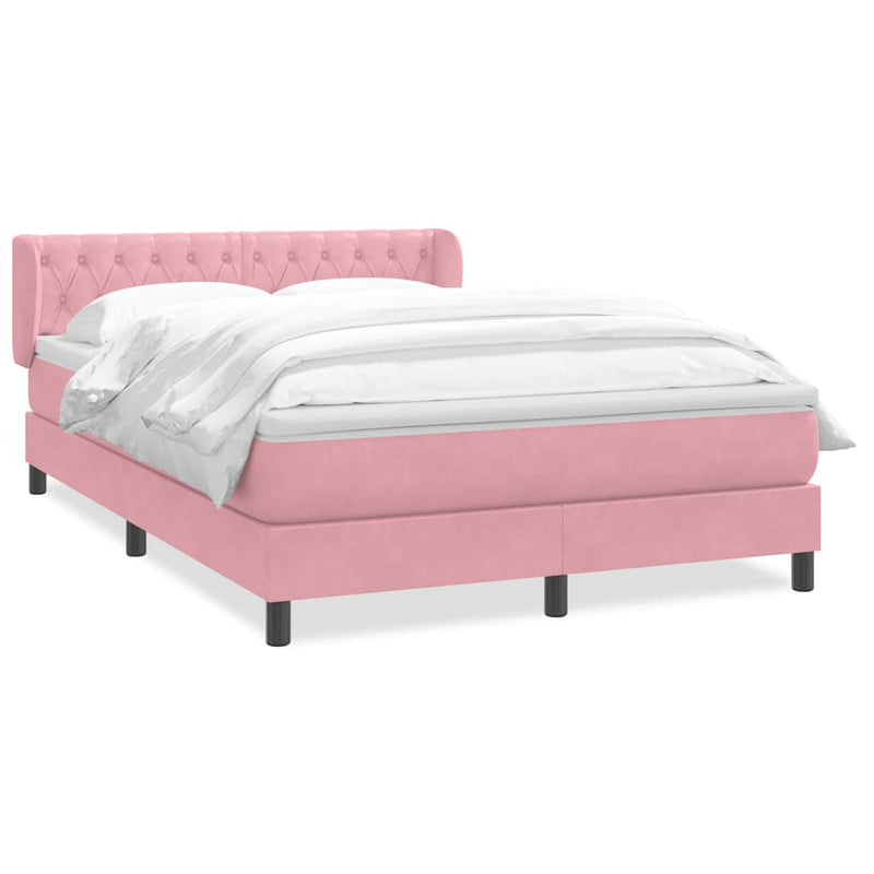 Pat box spring cu saltea, roz, 160x210 cm, catifea