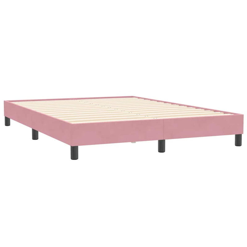 Pat box spring cu saltea, roz, 160x210 cm, catifea