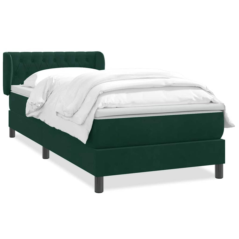 Pat box spring cu saltea, verde închis, 80x220 cm, catifea