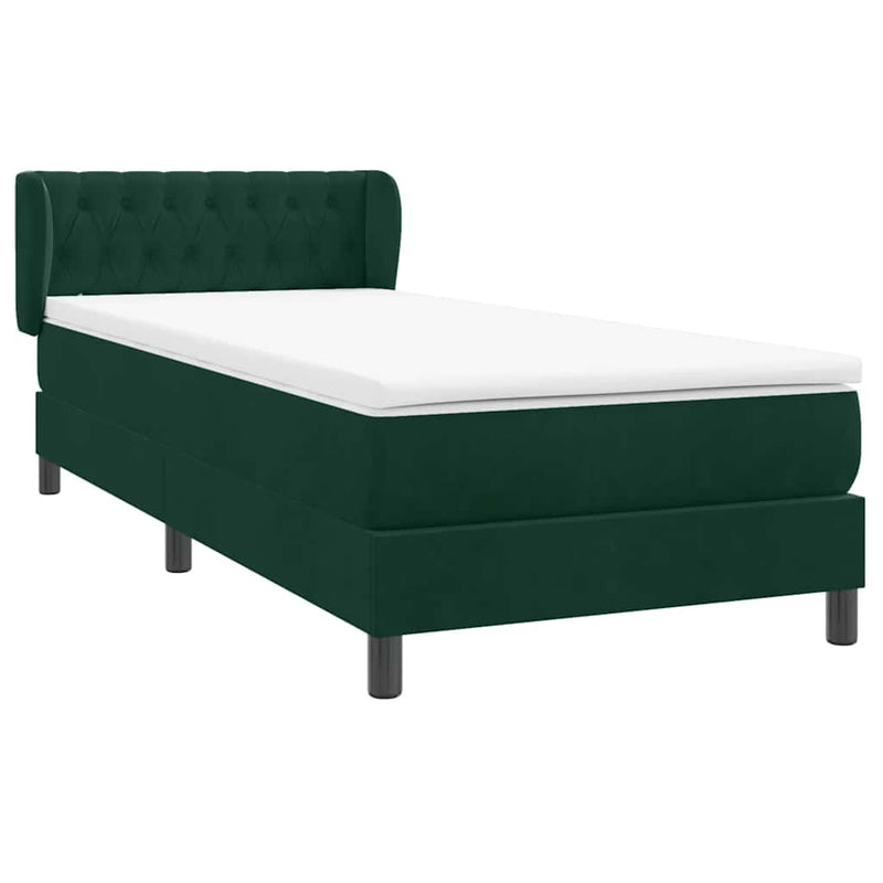 Pat box spring cu saltea, verde închis, 80x220 cm, catifea