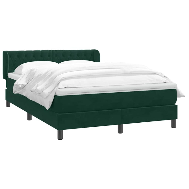 Pat box spring cu saltea, verde închis, 160x220 cm, catifea