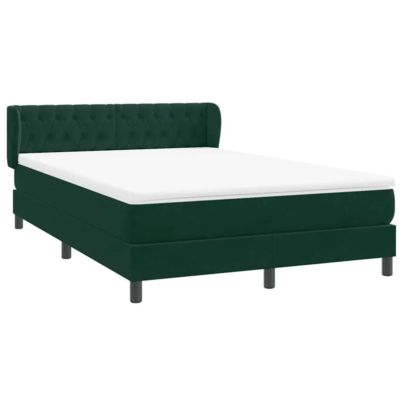 Pat box spring cu saltea, verde închis, 160x220 cm, catifea