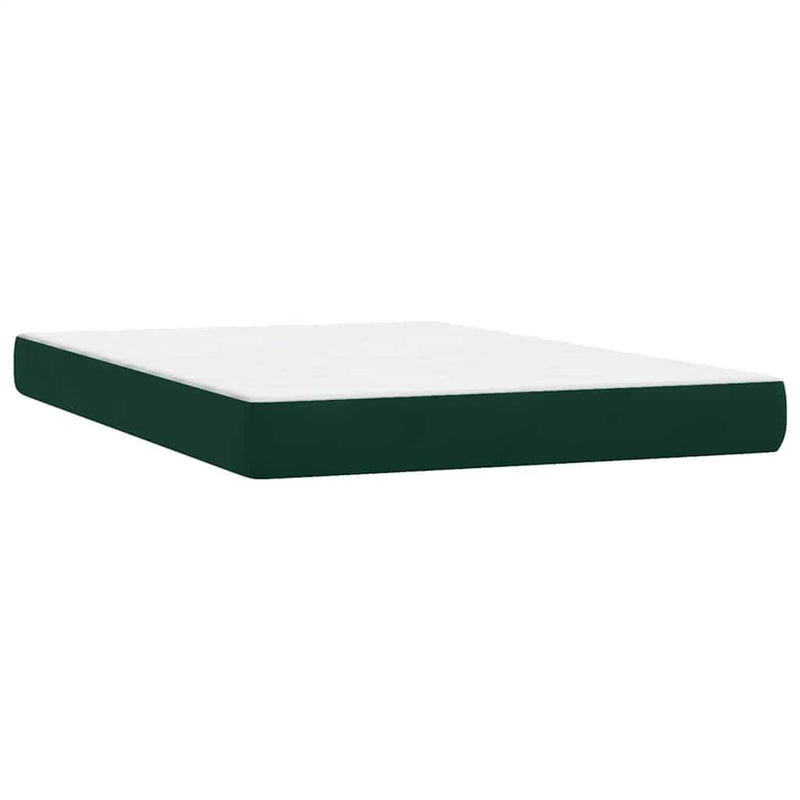 Pat box spring cu saltea, verde închis, 160x220 cm, catifea