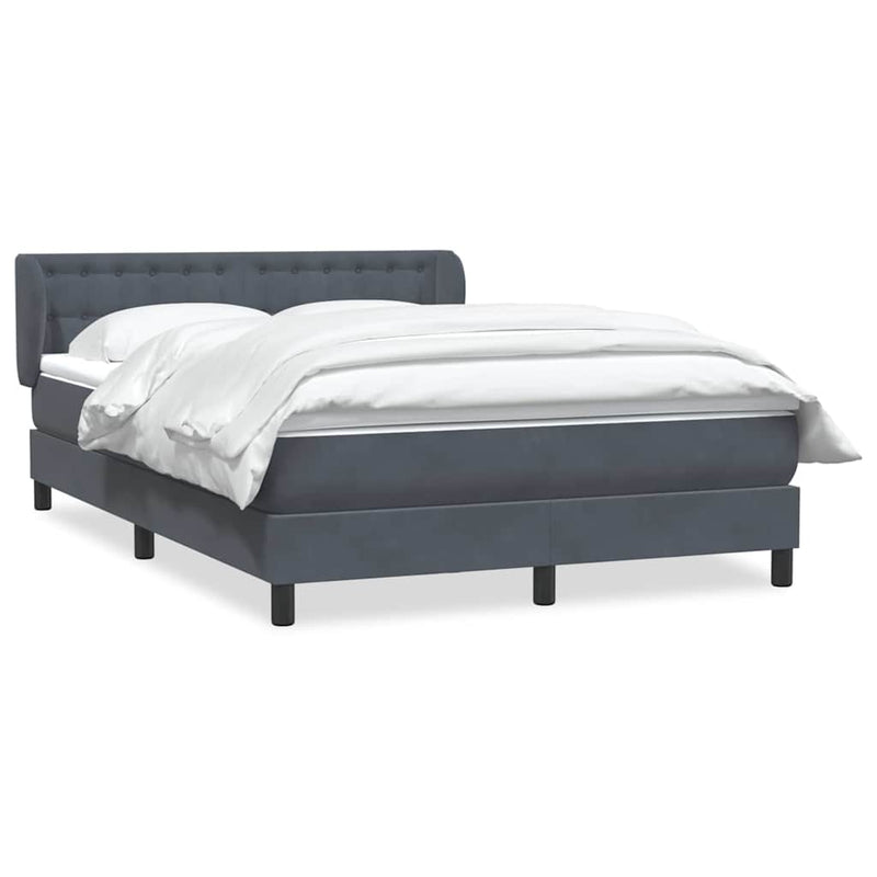 Pat box spring cu saltea, gri închis, 160x210 cm, catifea