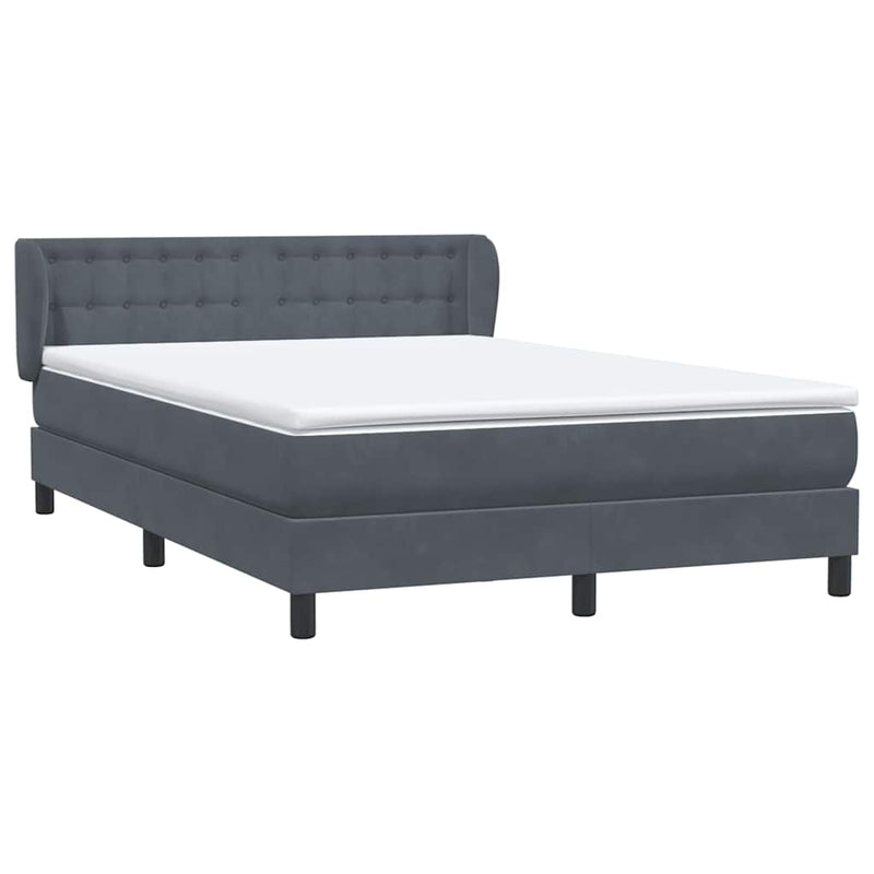 Pat box spring cu saltea, gri închis, 160x210 cm, catifea