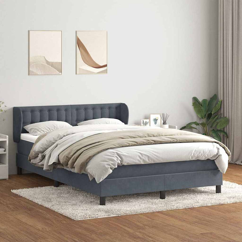 Pat box spring cu saltea, gri închis, 160x210 cm, catifea