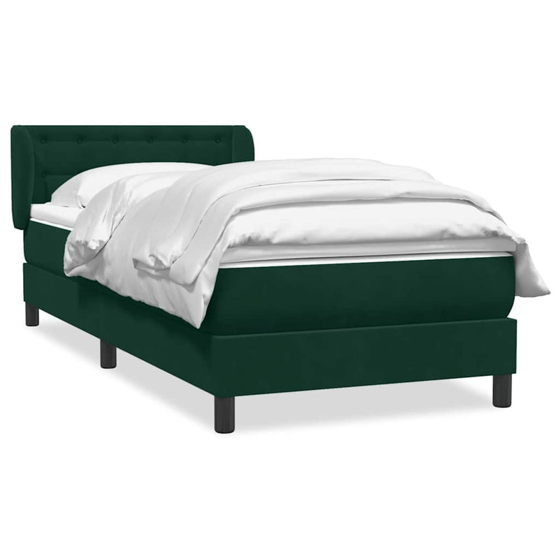 Pat box spring cu saltea, verde închis, 80x220 cm, catifea