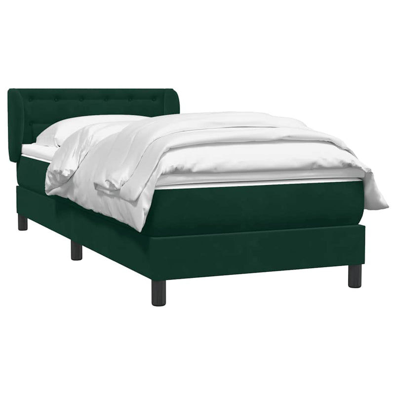 Pat box spring cu saltea, verde închis, 80x220 cm, catifea
