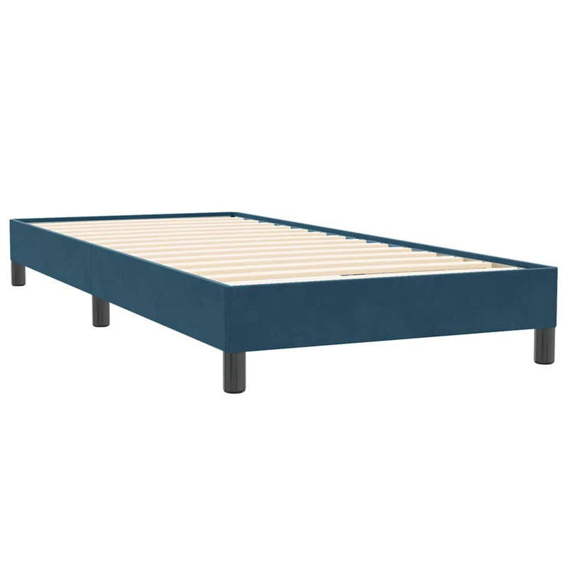 Pat box spring cu saltea, albastru închis, 80x220 cm, catifea