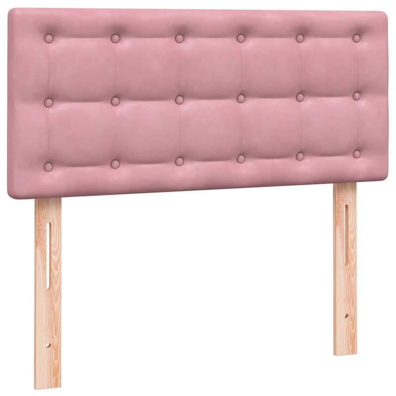 Pat box spring cu saltea, roz, 80x220 cm, catifea