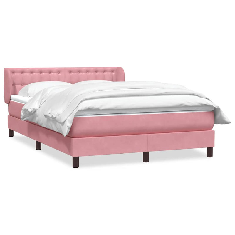 Pat box spring cu saltea, roz, 160x220 cm, catifea
