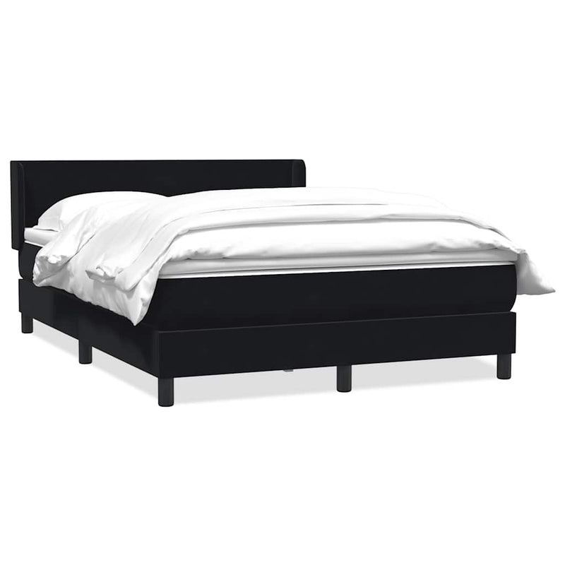 Pat box spring cu saltea, negru, 160x210 cm, catifea