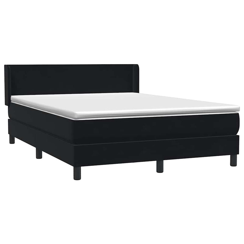 Pat box spring cu saltea, negru, 160x210 cm, catifea
