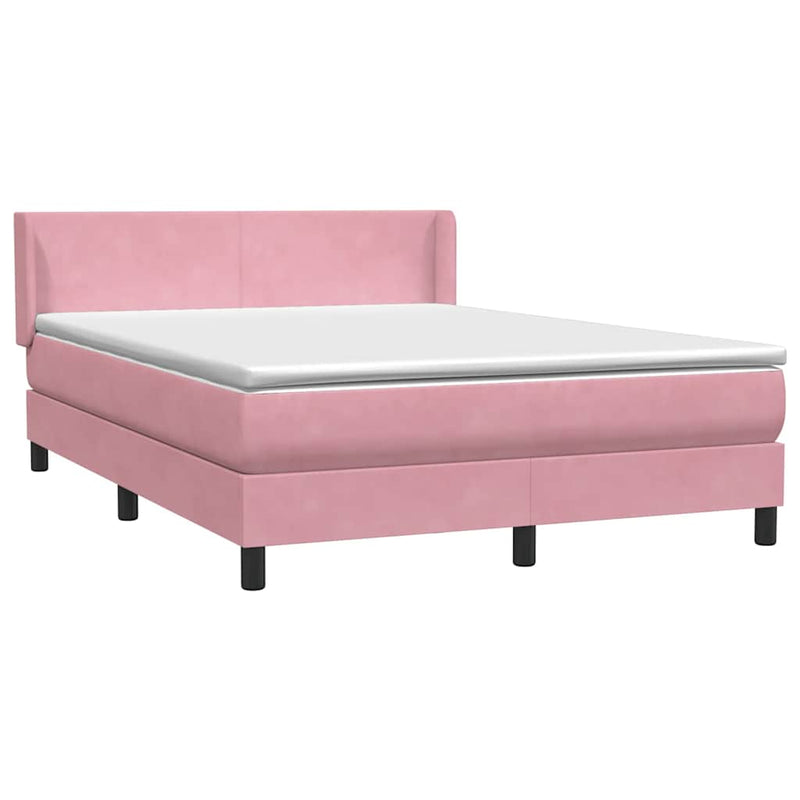 Pat box spring cu saltea, roz, 160x210 cm, catifea