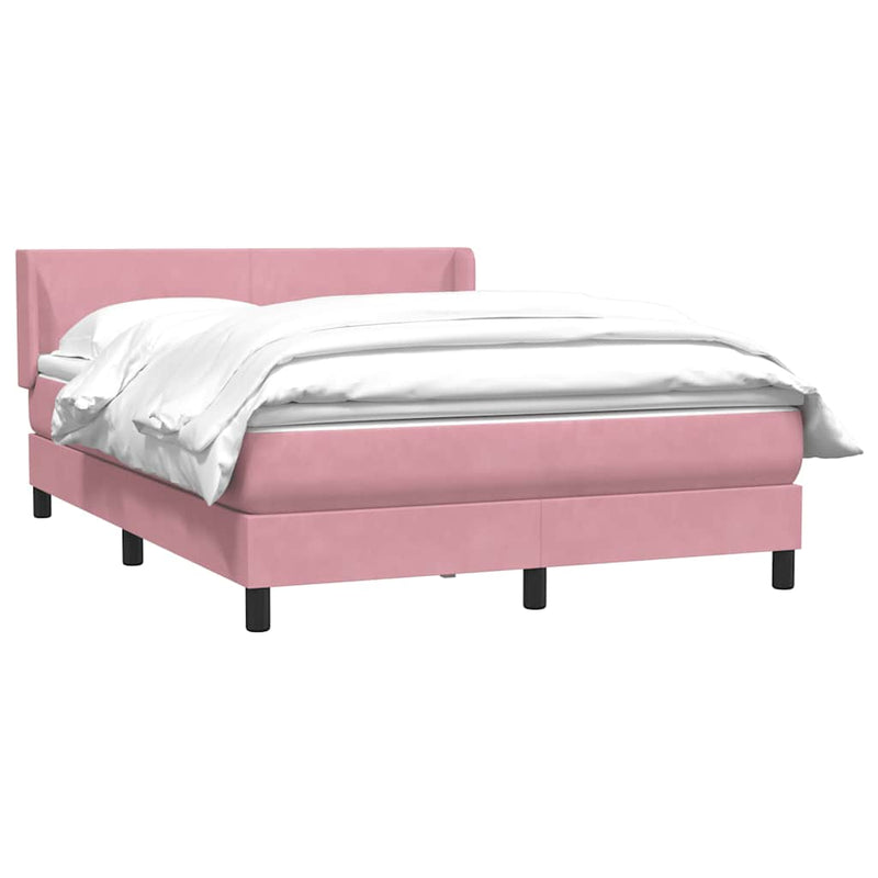 Pat box spring cu saltea, roz, 160x220 cm, catifea