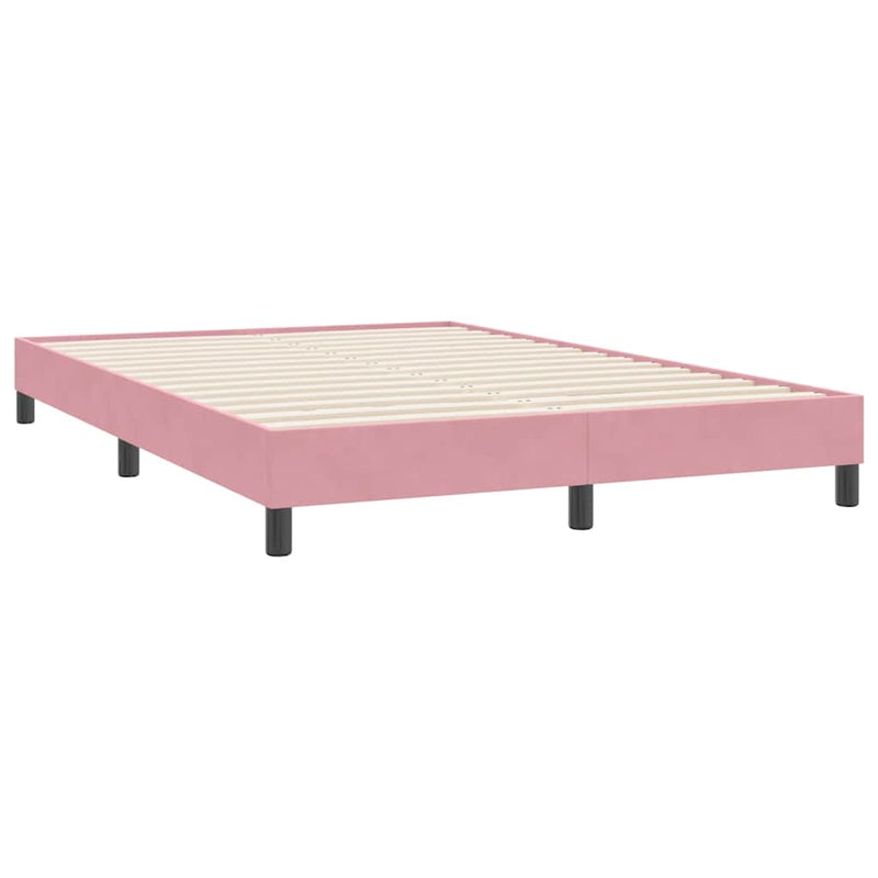 Pat box spring cu saltea, roz, 160x220 cm, catifea