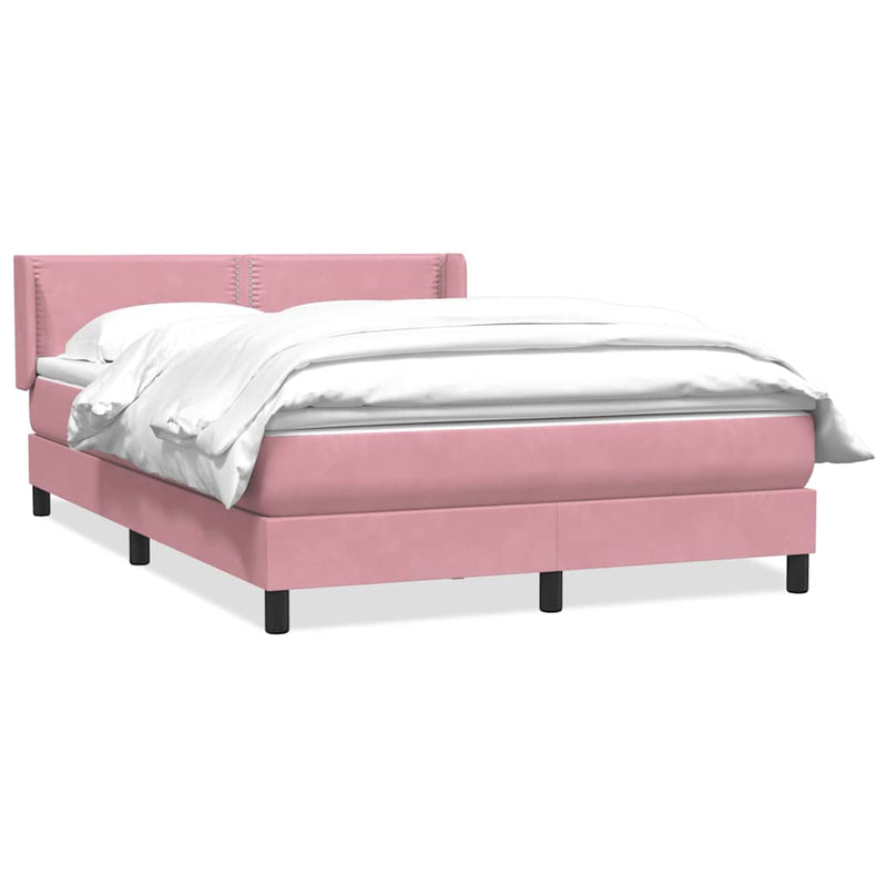 Pat box spring cu saltea, roz, 160x210 cm, catifea