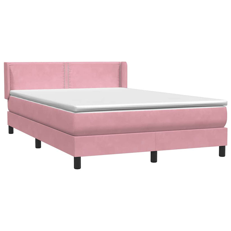 Pat box spring cu saltea, roz, 160x210 cm, catifea