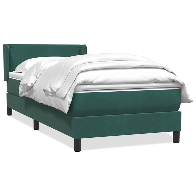 Pat box spring cu saltea, verde închis, 80x220 cm, catifea