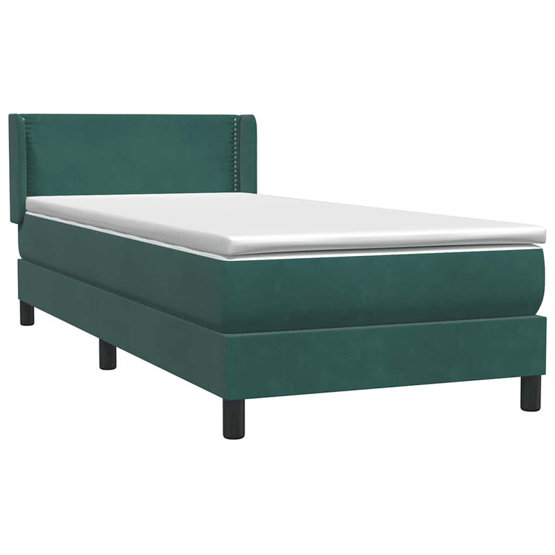 Pat box spring cu saltea, verde închis, 80x220 cm, catifea
