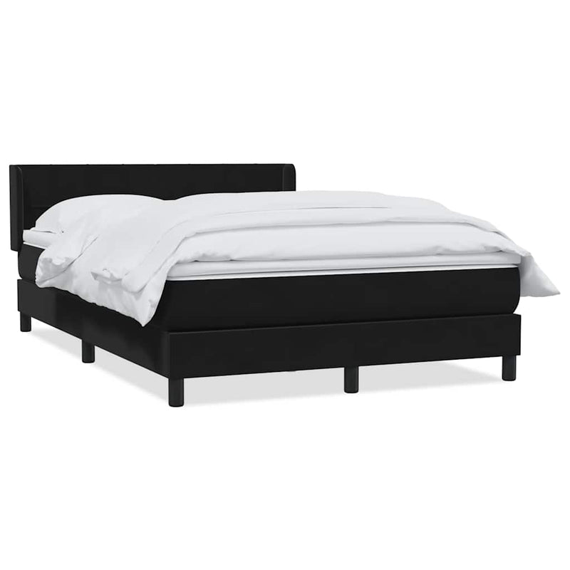 Pat box spring cu saltea, negru, 160x210 cm, catifea