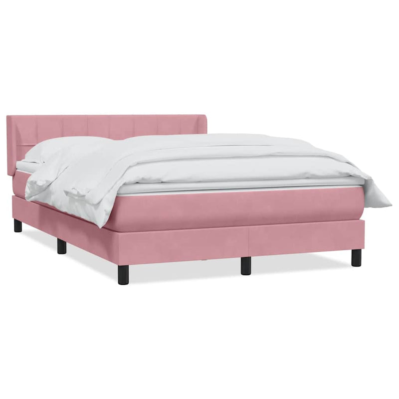 Pat box spring cu saltea, roz, 160x210 cm, catifea
