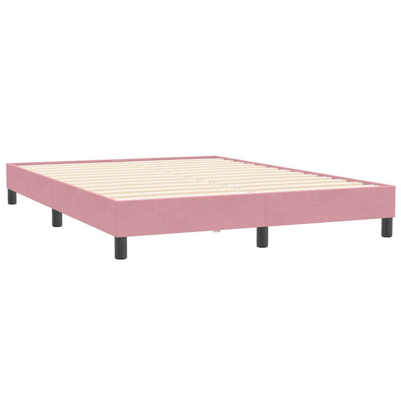 Pat box spring cu saltea, roz, 160x210 cm, catifea