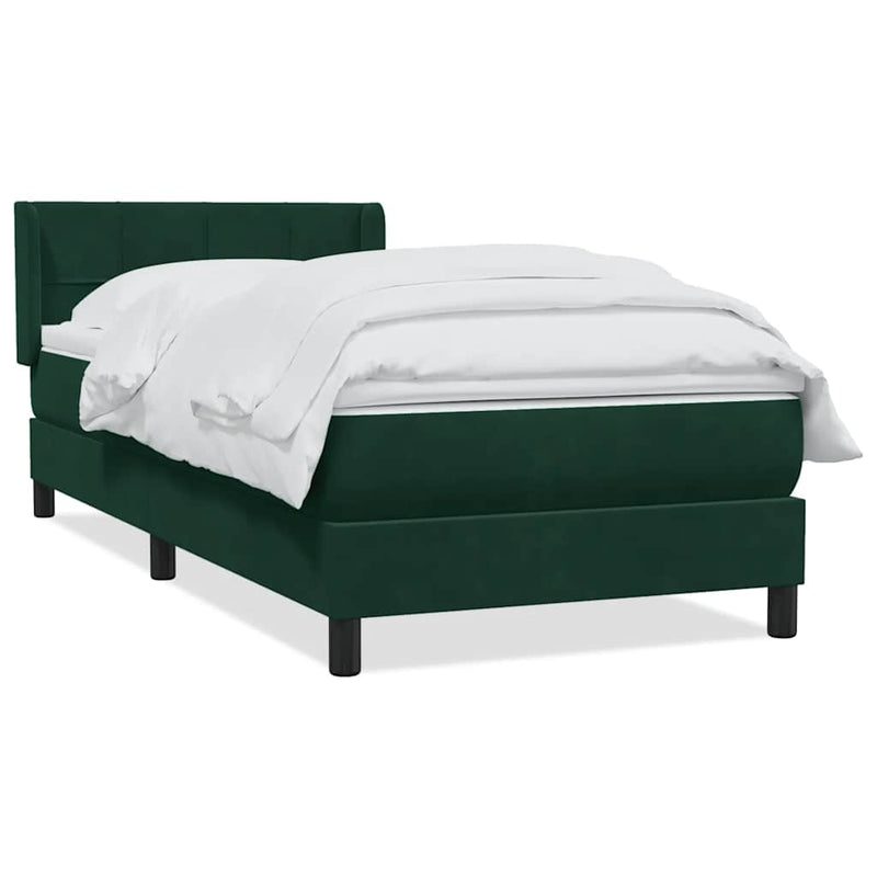 Pat box spring cu saltea, verde închis, 80x220 cm, catifea