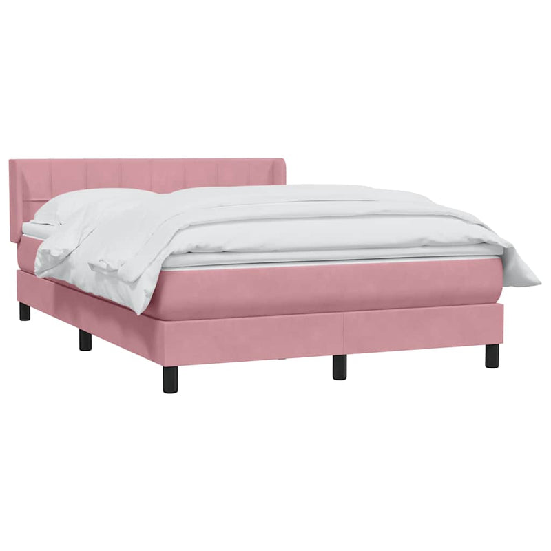 Pat box spring cu saltea, roz, 160x220 cm, catifea