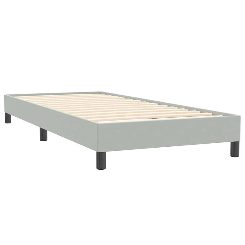 Pat box spring cu saltea, gri deschis, 80x220 cm, catifea
