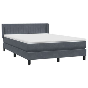 Pat box spring cu saltea, gri închis, 160x210 cm, catifea