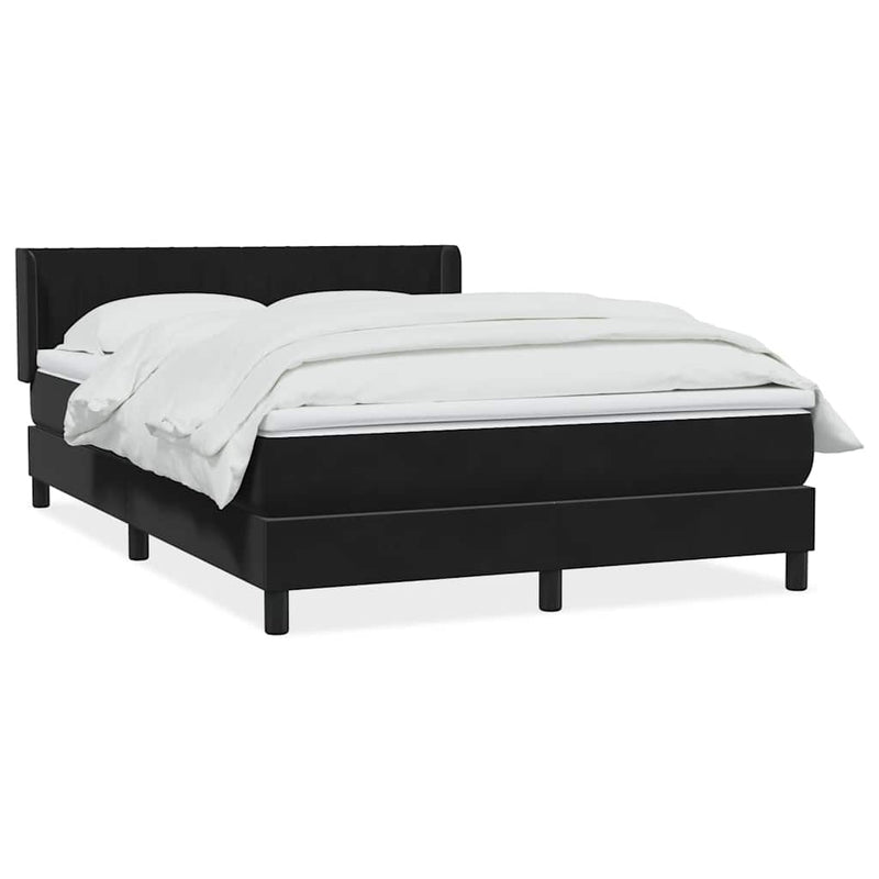 Pat box spring cu saltea, negru, 160x210 cm, catifea