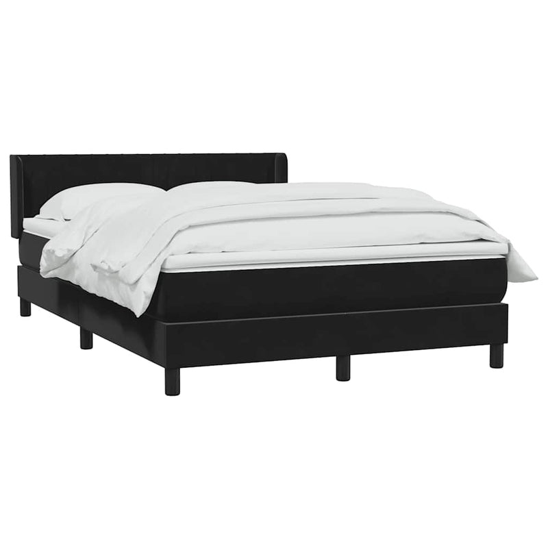 Pat box spring cu saltea, negru, 160x210 cm, catifea