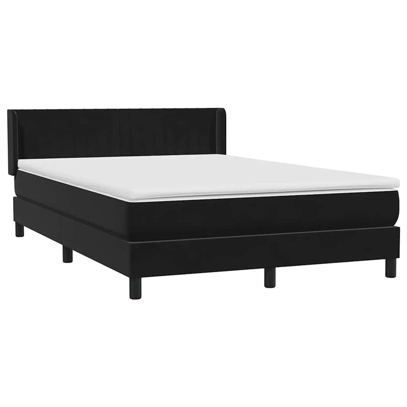 Pat box spring cu saltea, negru, 160x210 cm, catifea