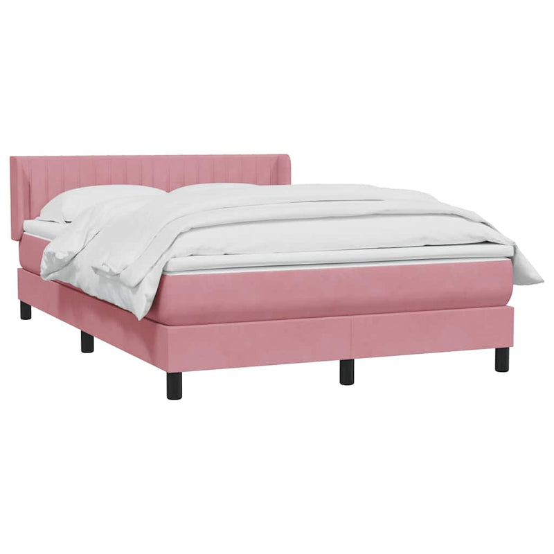 Pat box spring cu saltea, roz, 160x210 cm, catifea