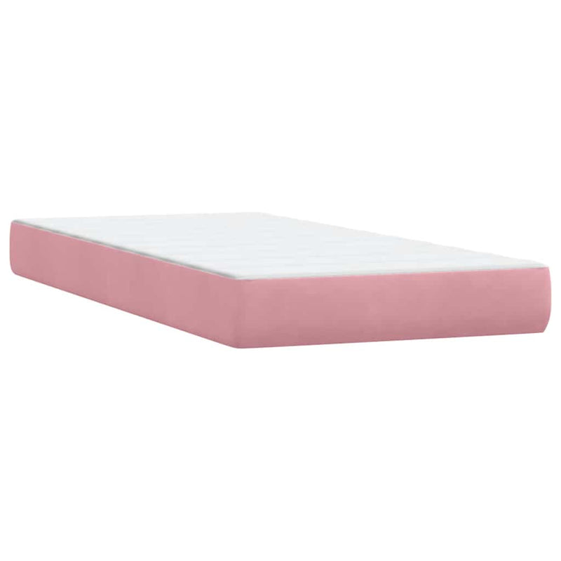 Pat box spring cu saltea, roz, 80x220 cm, catifea