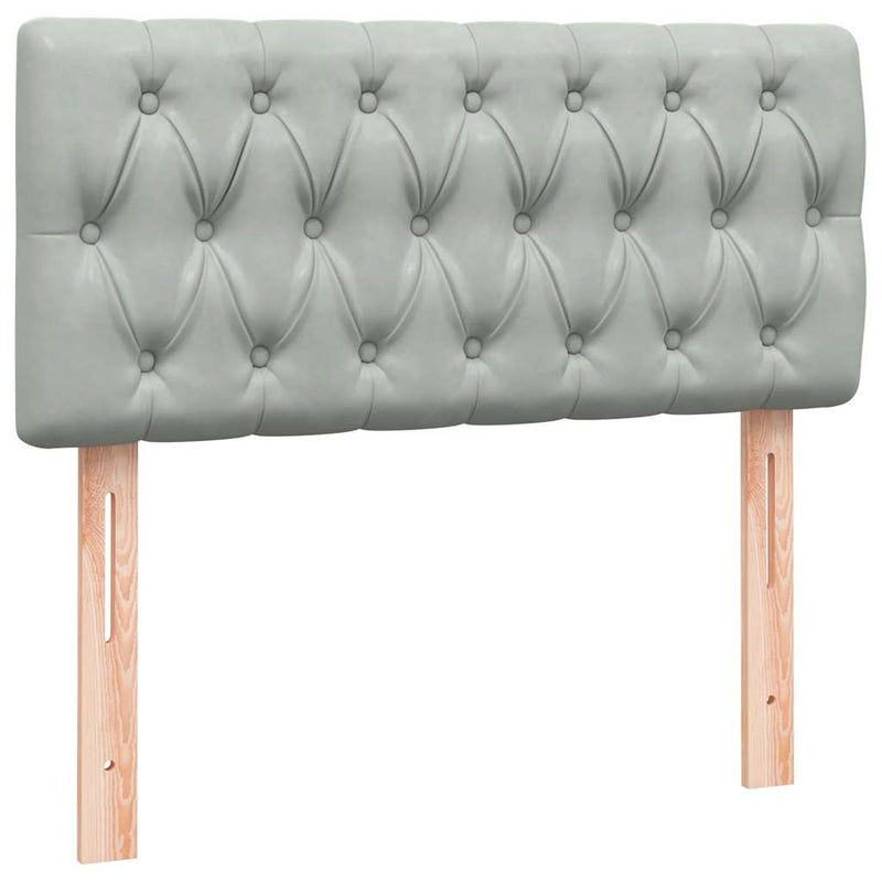 Pat box spring cu saltea, gri deschis, 80x210 cm, catifea
