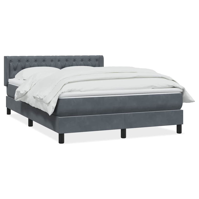 Pat box spring cu saltea, gri închis, 160x210 cm, catifea