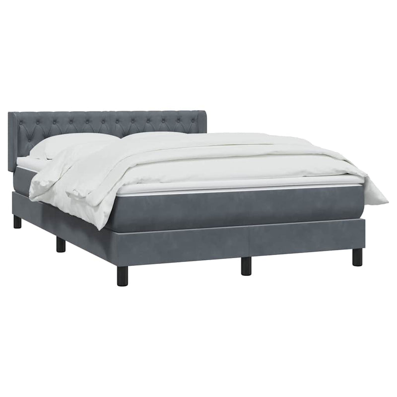 Pat box spring cu saltea, gri închis, 160x210 cm, catifea