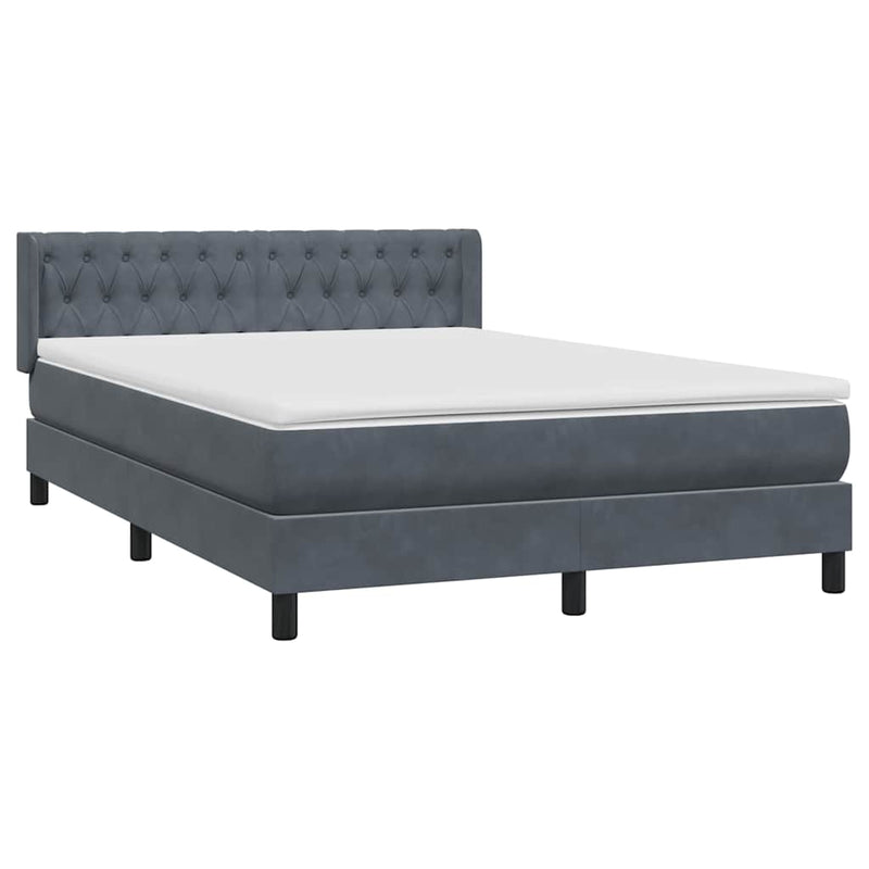 Pat box spring cu saltea, gri închis, 160x210 cm, catifea