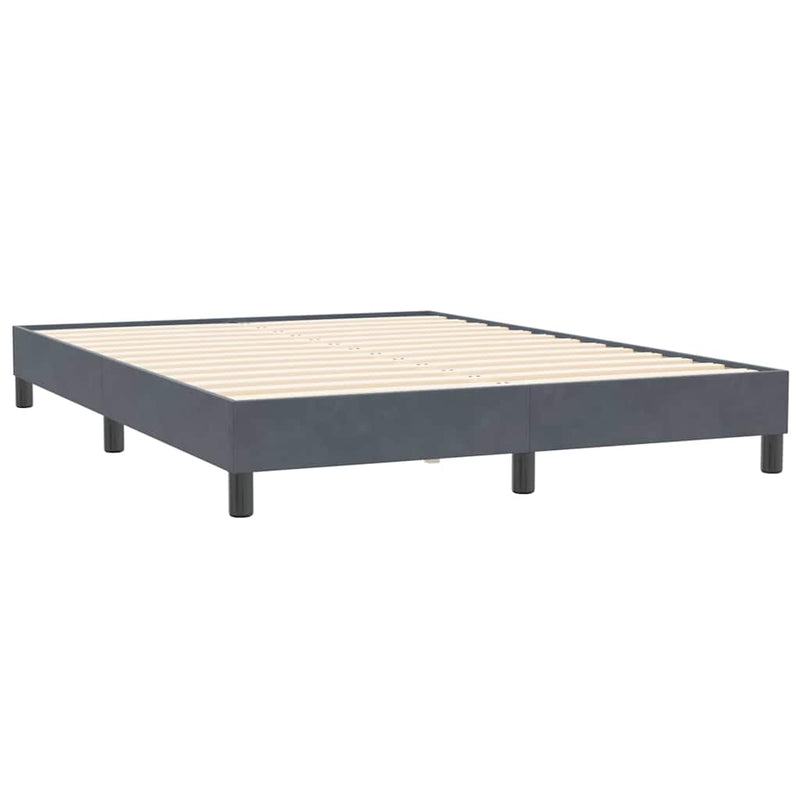 Pat box spring cu saltea, gri închis, 160x210 cm, catifea